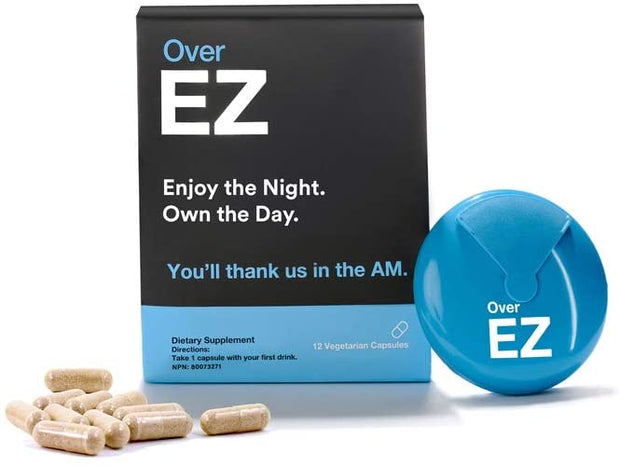 Over EZ Pre-Drink Supplement - Party Recovery & Prevention Pills for Rapid Hydration Aid & Better Mornings (12 Capsules) & Milk Thistle, Amino Acids, Vitamin Bs